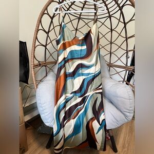 Dynamite NWT L Izabella v-neck satin midi slip dress